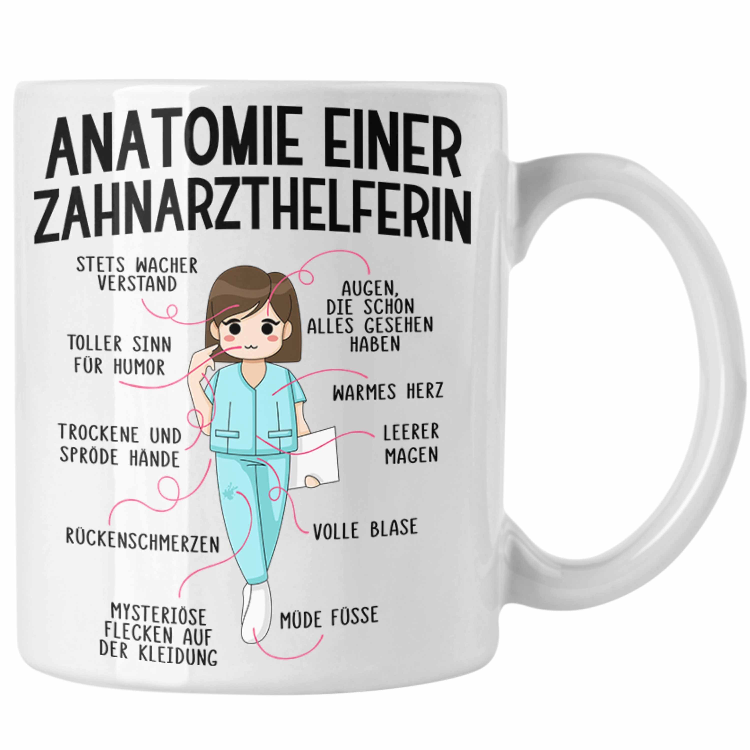 Tasse Trendation - Zahnarzthelferin Tasse Geschenk Lustig Zahnarzt Damen Kollegin Geschenkidee Zahnmedizinische Fachangestellte Anatomie Zahnmedizin