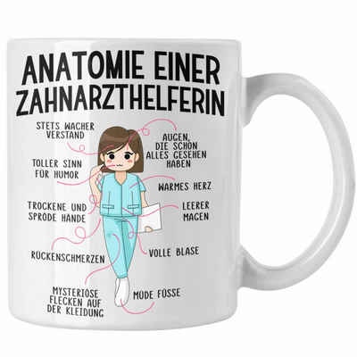 Trendation Tasse Trendation - Zahnarzthelferin Tasse Geschenk Lustig Zahnarzt Damen Kollegin Geschenkidee Zahnmedizinische Fachangestellte Anatomie Zahnmedizin