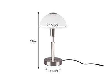 meineWunschleuchte LED Nachttischlampe, Dimmfunktion, LED wechselbar, Warmweiß, Bauhaus-stil Pilz-Lampe per Touch dimmbar, Glas Lampenschirm, H: 33cm