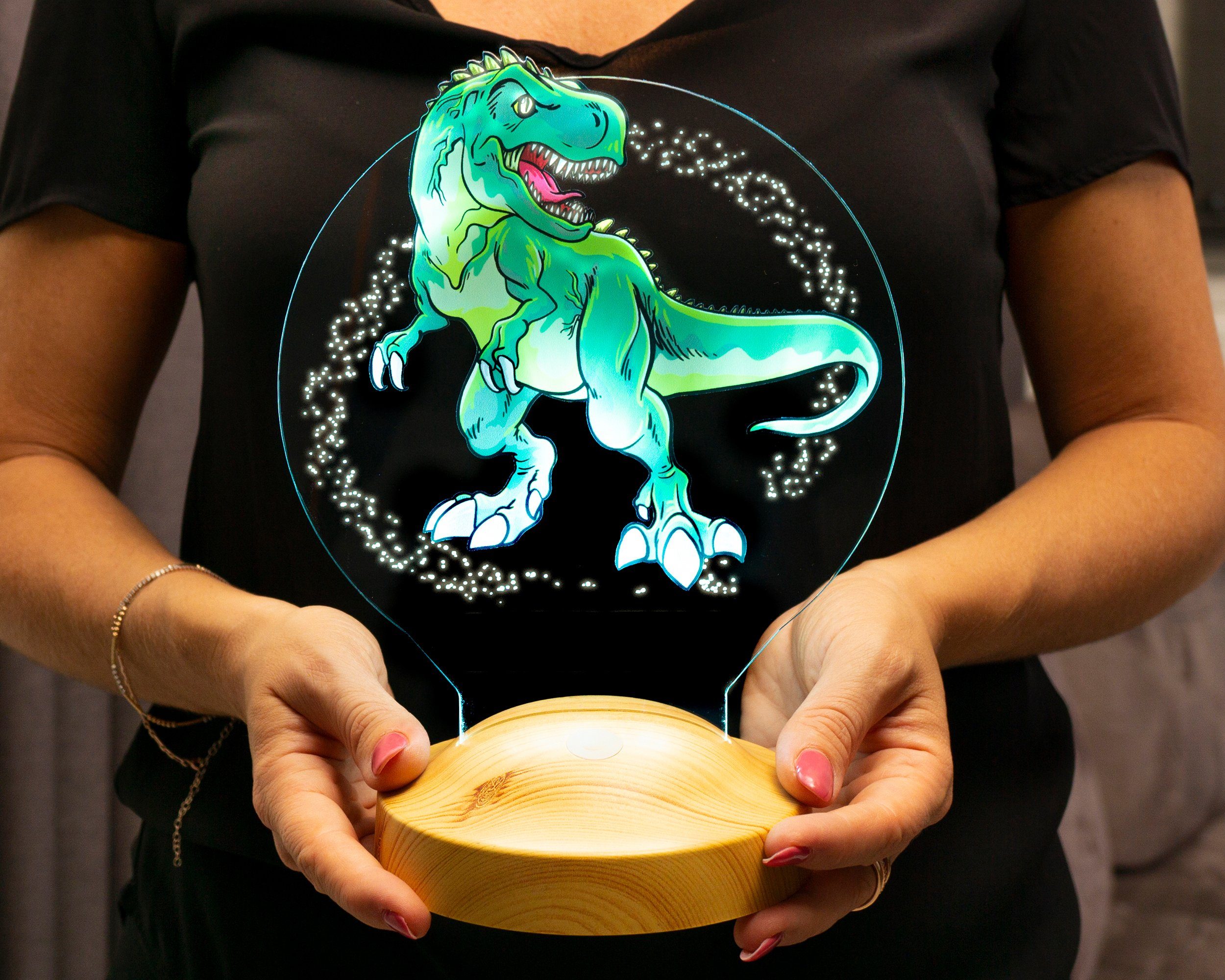 Geschenkelampe LED Nachttischlampe T-REX Dinosaurier Lampe mit UV-Druck 3D günstig online kaufen