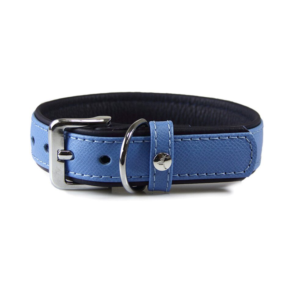Das Lederband Hunde-Halsband Hundehalsband Firenze azure/oxford blue