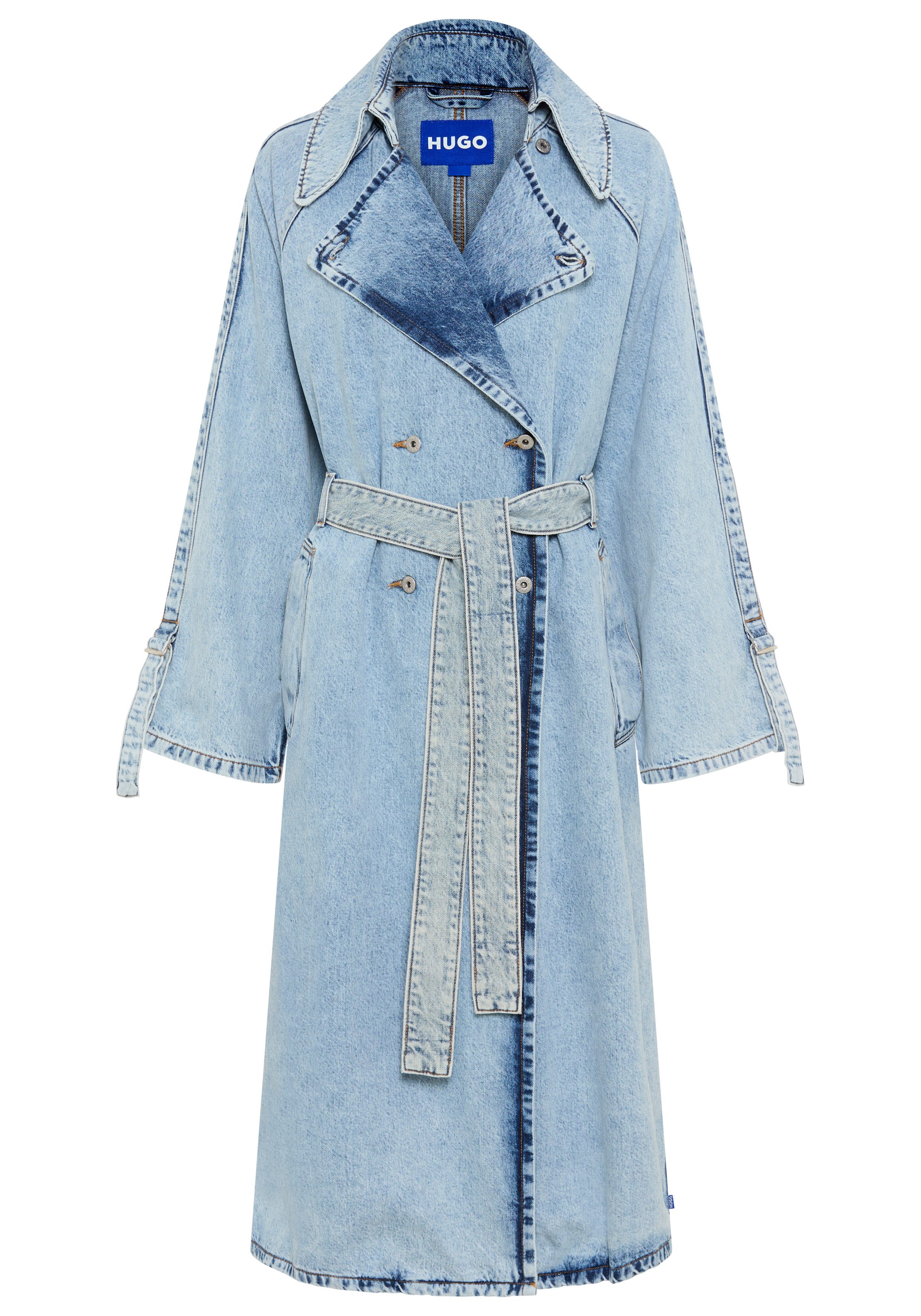 HUGO Blue Trenchcoat Garena Denim in Maxi-Länge