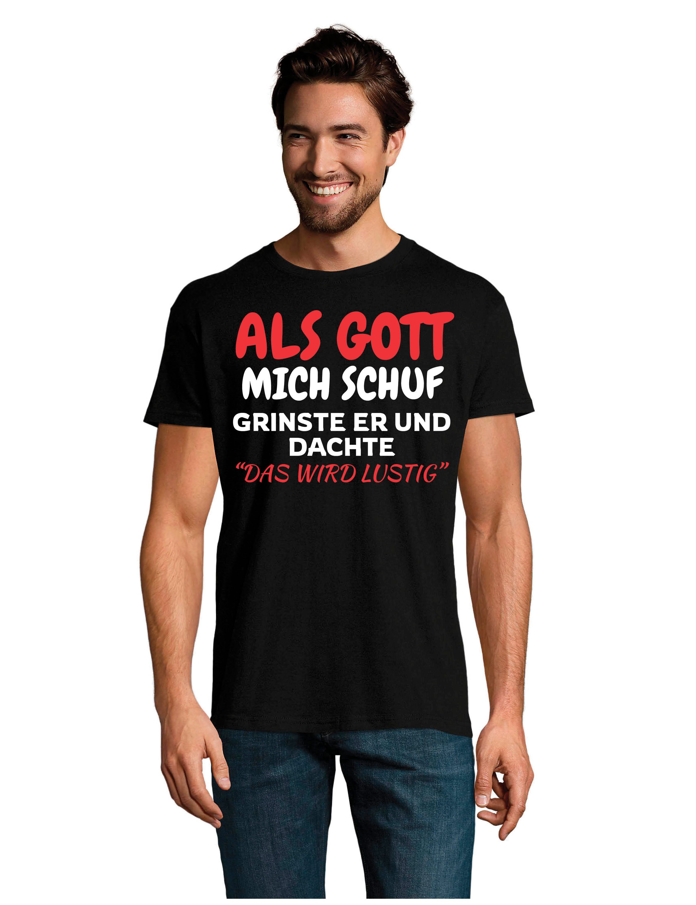 Youth Designz T-Shirt Als Gott mich Schuf: Herren T-Shirt mit lustigen Aufd günstig online kaufen