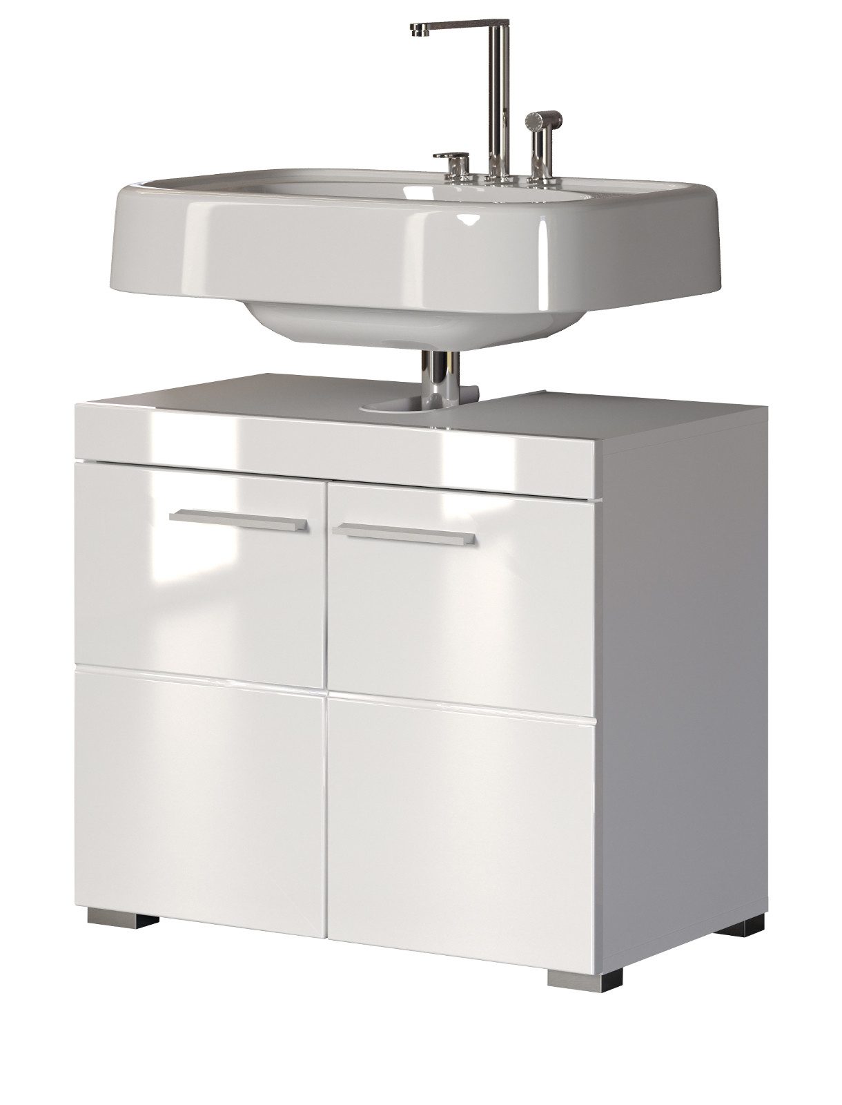 trendteam Waschbeckenunterschrank Amanda (Waschtisch Unterschrank in weiß, 60 x 56 cm) 2 Fächer