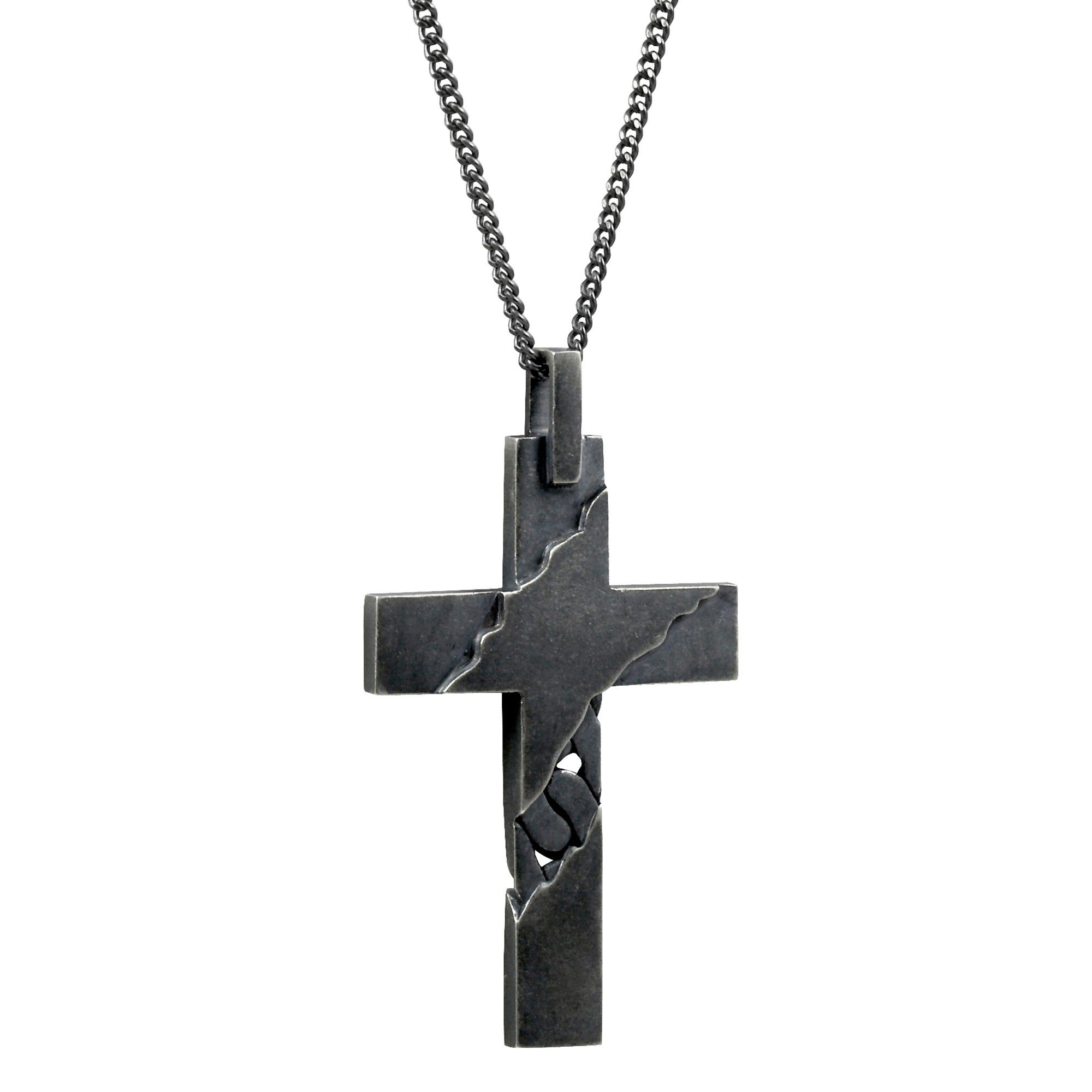 oxidiert mit Sterling CAÏ Kette in Silber Kreuz, 925 Herrenschmuck Anhänger Deutschland designed Wasserfester