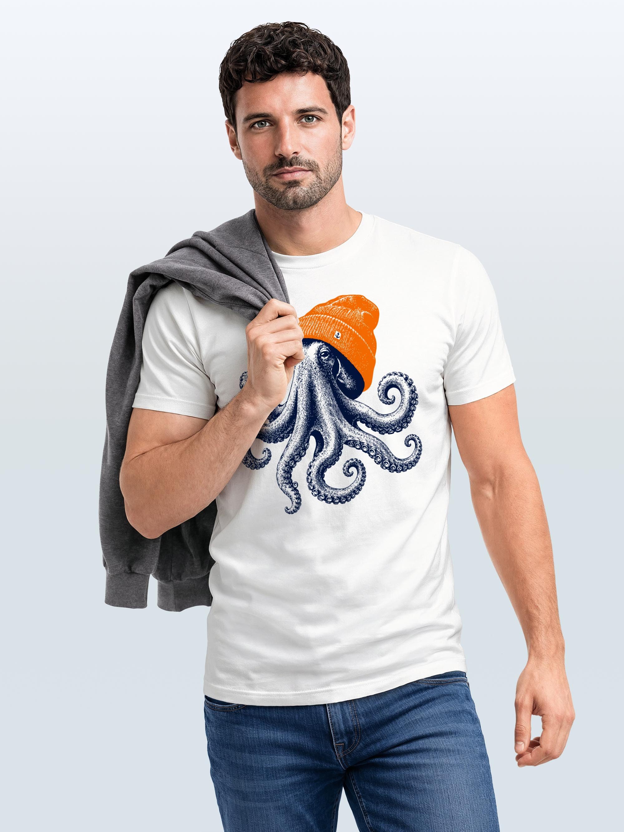 Neverless Print-Shirt Herren T-Shirt Frontprint - Oktopus - Baumwollshirt Männer Fashion mit Print – Bild 5 von 5