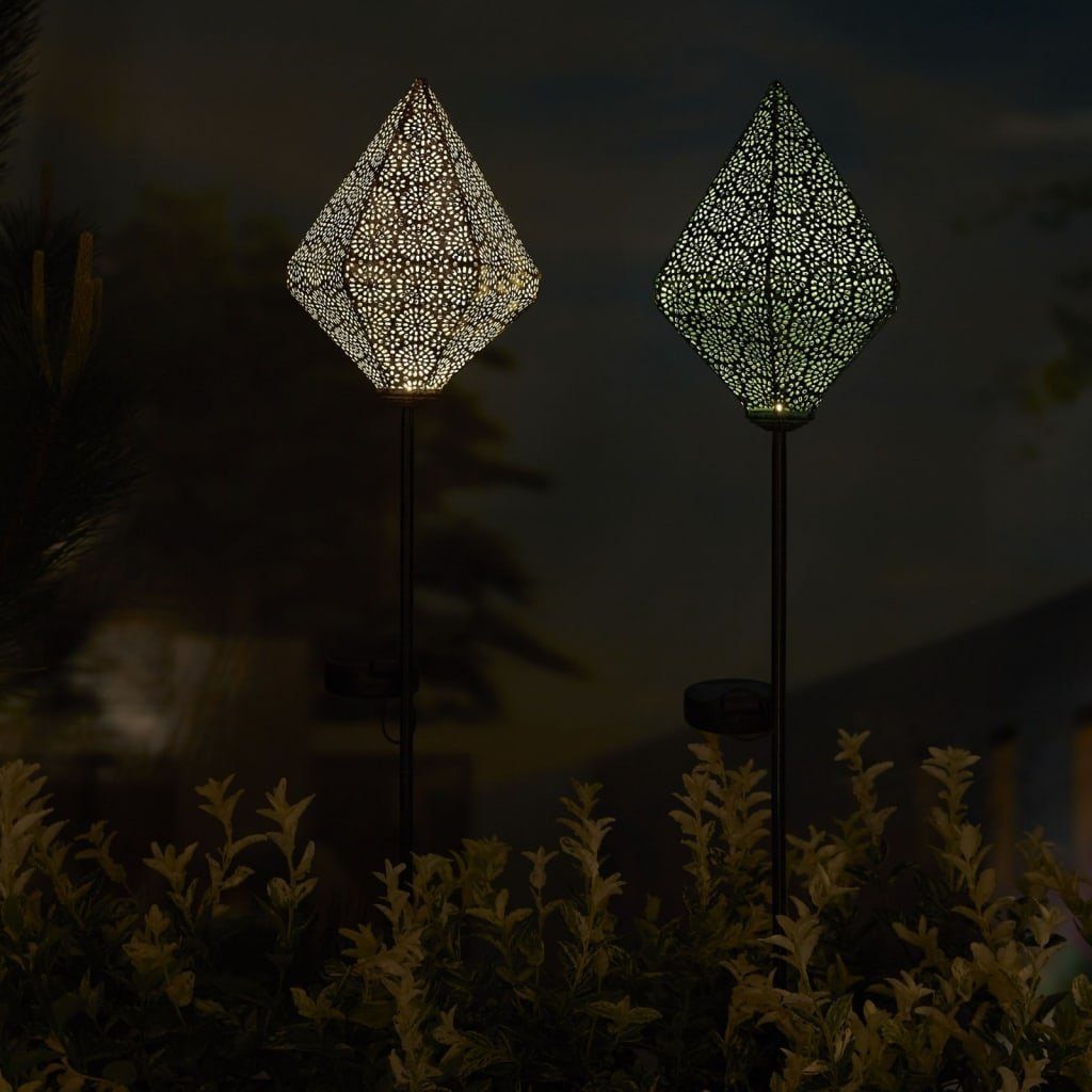 Rosa LED-Garten-Steckleuchte Orientalisch Außen-Wandleuchte Solare Tyana Luxform