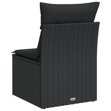 vidaXL Loungesofa Gartensofa ohne Armlehnen mit Kissen Schwarz Poly Rattan