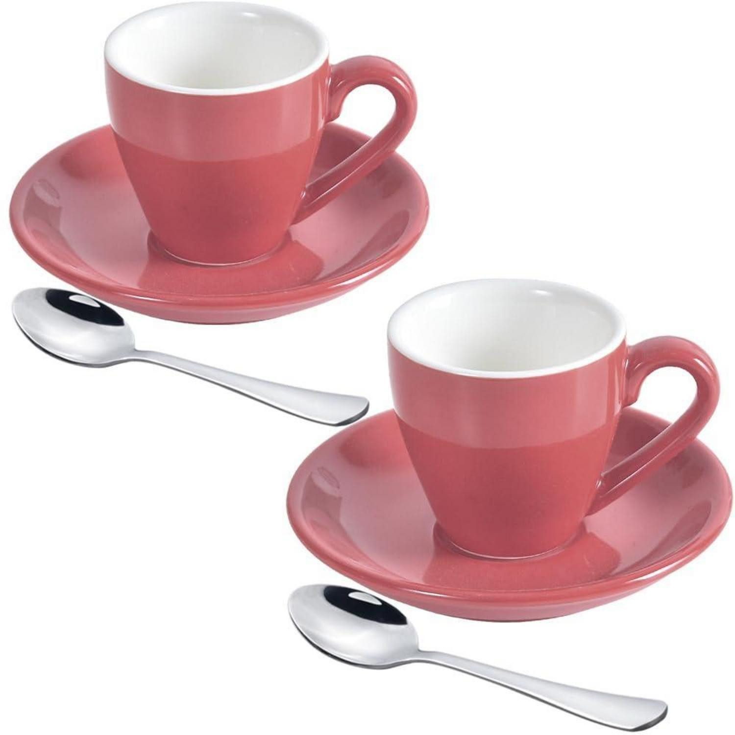 LuxusKollektion Espressotasse Espressotassen-Set Porzellan 80ml Rosa 2 Stck, Keramik