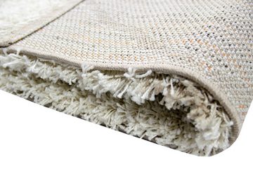 Hochflor-Teppich Shaggy Wohnzimmerteppich Hochflor Langflor Rautenmuster in Creme Beige, Teppich-Traum, rechteckig, Höhe: 40 mm