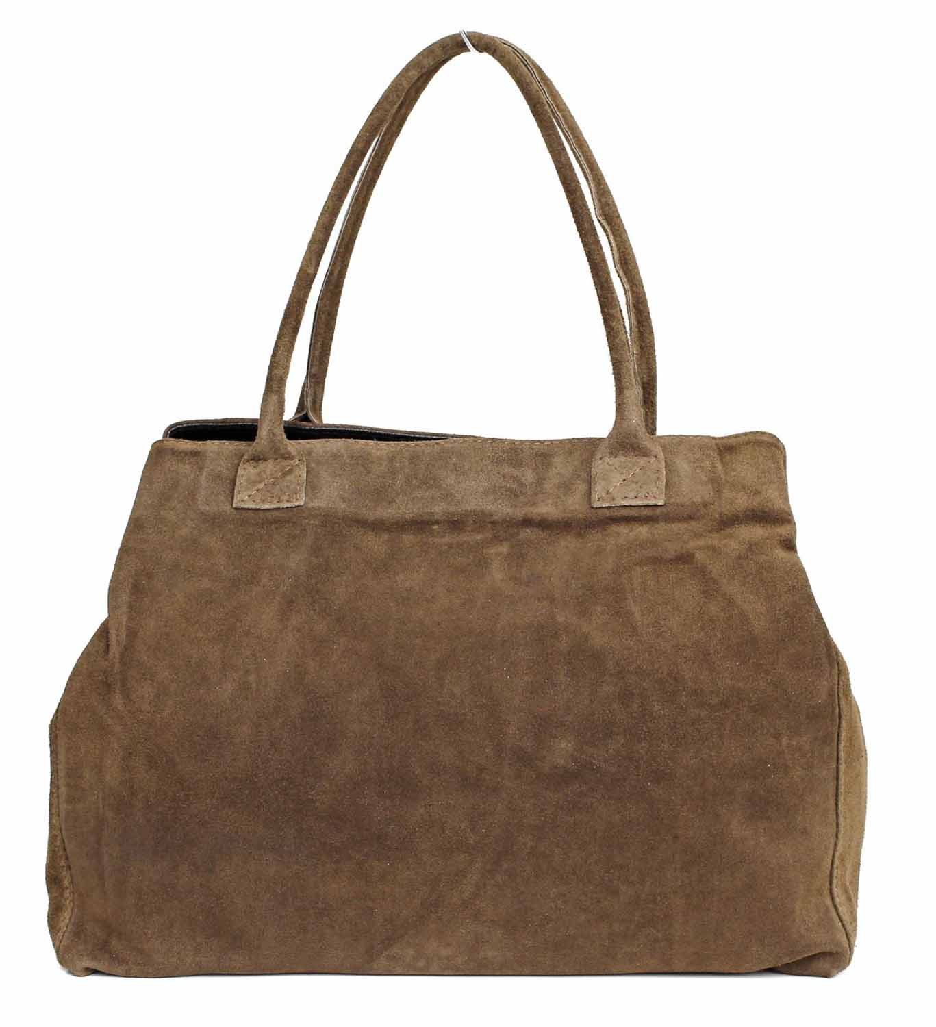 Shopper Made in Italy XL Damen Leder Tasche Schultertasche Tote Bag Wildleder
