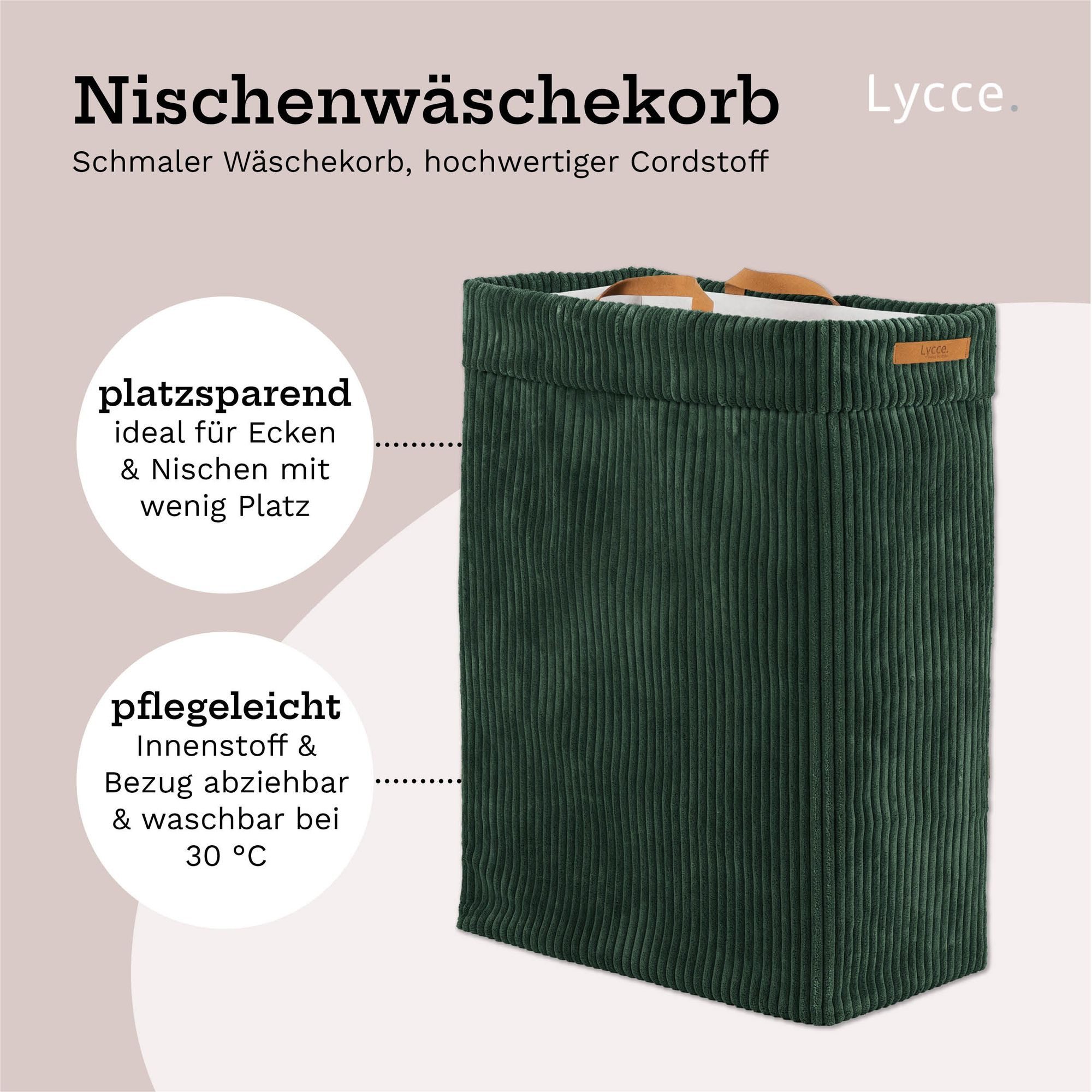 Lycce Wäschekorb Lycce Wäschekorb Cord – faltbar, waschbar & perfekt für Nischen