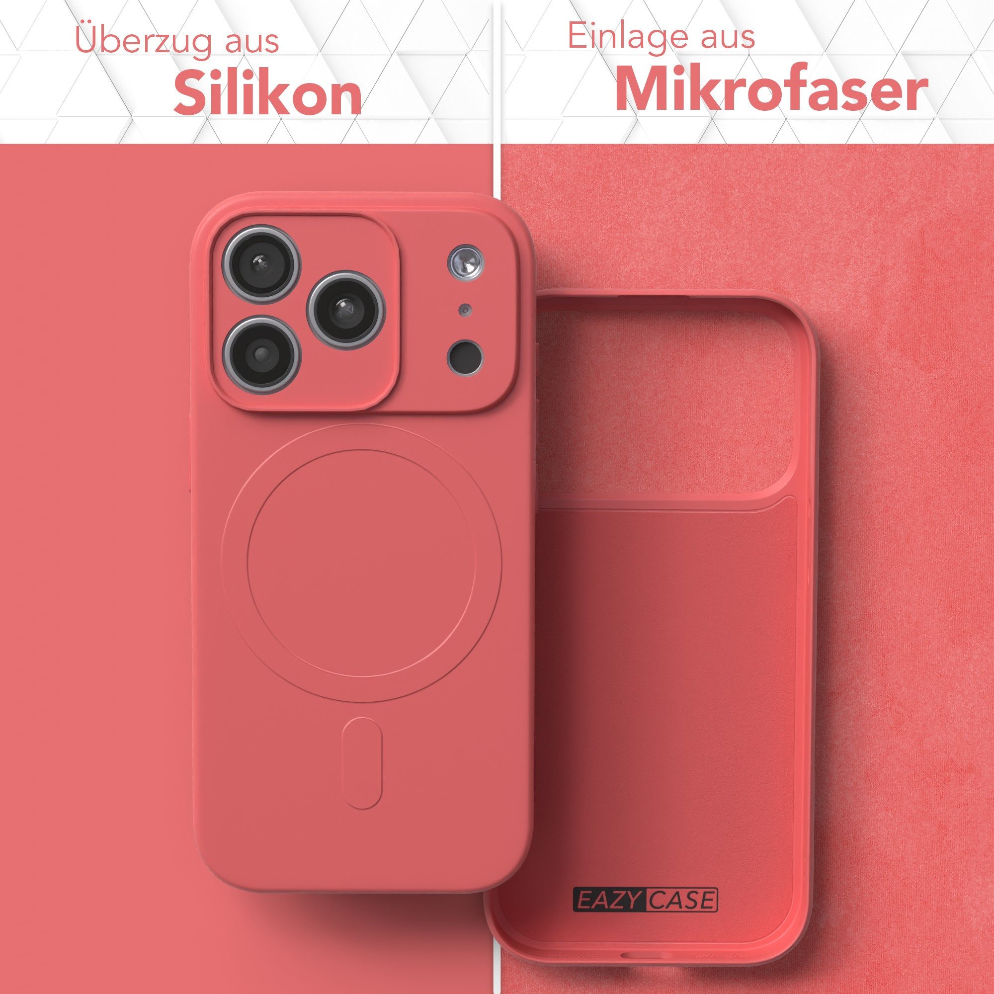 EAZY CASE Handyhülle für Apple iPhone 17 Pro Hülle Silikon 6,3 Zoll, MagSafe Silikonhülle Kameraschutz stoßfest Handyhülle Matt Hellrot
