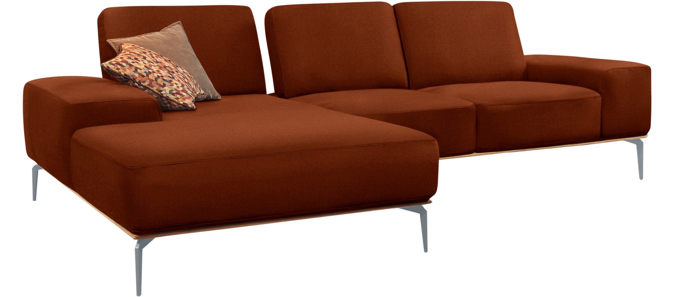 W.SCHILLIG Ecksofa run, Designsofa mit tollem Sitzkomfort, bequem, L-Form, mit elegantem Holzsockel, Füße in Silber matt, Breite 279 cm. € 2.824,99