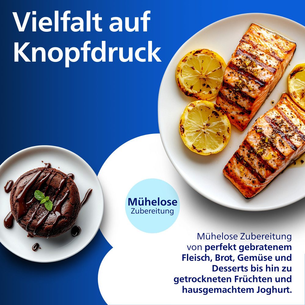 Philips Heißluftfritteuse NA555/00 Steam Airfryer 5000 Series Dual Basket, 9L Kapazität (3L+6L), 2750 W, mit Dampfgar-Funktion, Silber/Edelstahl – Bild 5 von 5