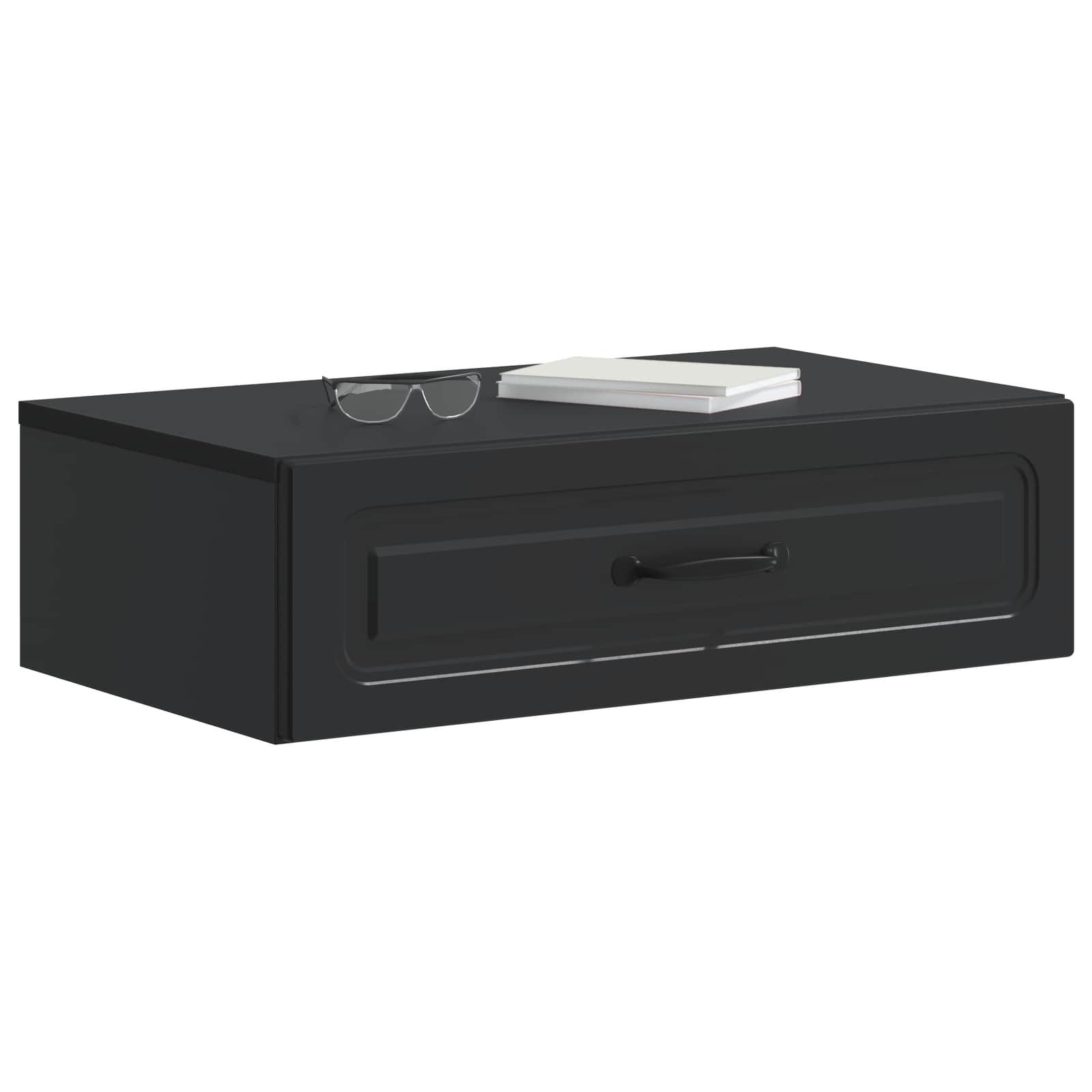 vidaXL Schranksystem Wandmontierter Beistelltisch Schwarz 59 x 34,5 x 17 cm (1-St)