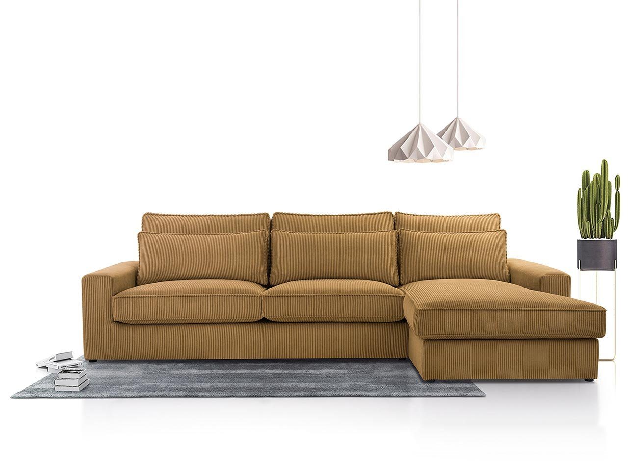MKS MÖBEL Ecksofa CANES, L - Form Couch, mit lose Kissen, modern Ecksofa Orange Lincoln