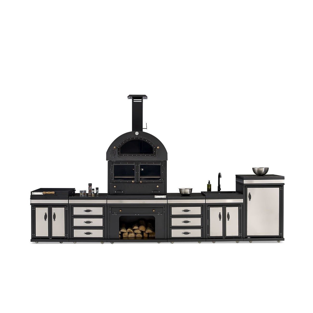 JVmoebel Outdoor-Küche Außenküche in Schwarz aus Edelstahl modern und stilvoll, Made in Europe