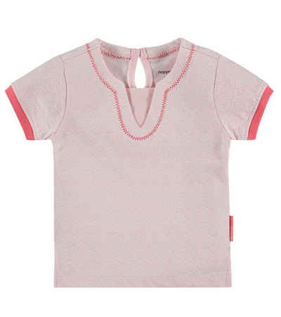 Noppies Rundhalsshirt noppies T-Shirt geblümtes Kinder Sommer-Shirt mit Knopfverschluss im Nacken Freizeit-Shirt Rosa