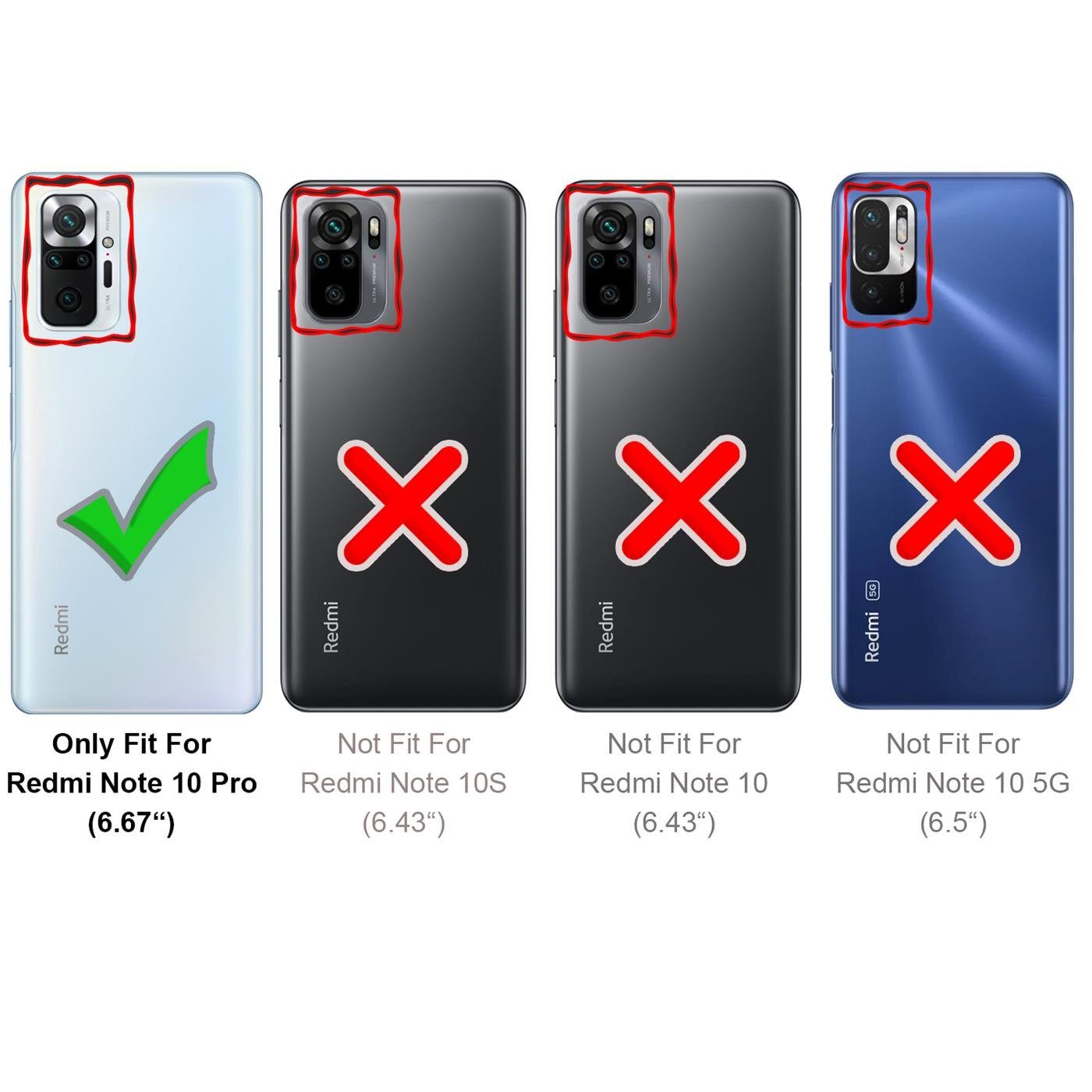CoolGadget Schutzfolie Panzerfolie für Xiaomi Redmi Note 10 Pro, (Spar-Set  4in1, 2x Displayschutz, 2x Kameraschutz), Panzerglas Schutzfolie für Redmi  Note 10 Pro Folie