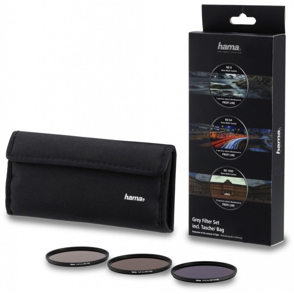 Hama 00076903 Graufilter-Set ND8/ND64/ND1000 77mm Zubehör Graufilter (Graufilter ND8 ND64 ND1000, ideal für Langzeitbelichtungen)