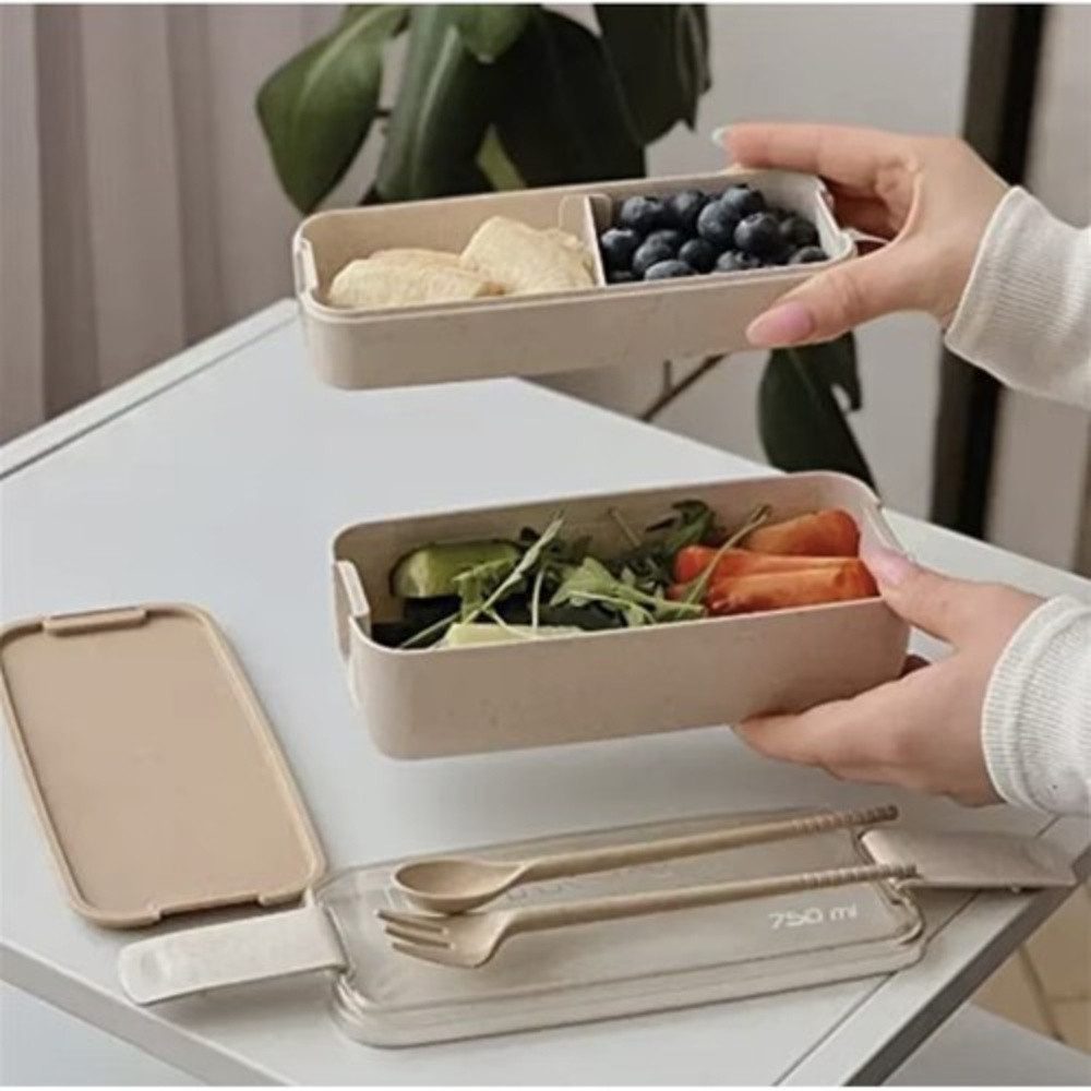 Ruhhy Lunchbox Brotdose Frühstücksbox, Kunststoff, (praktisch hochwertig, 8-tlg., Spar-Set), mit Besteck