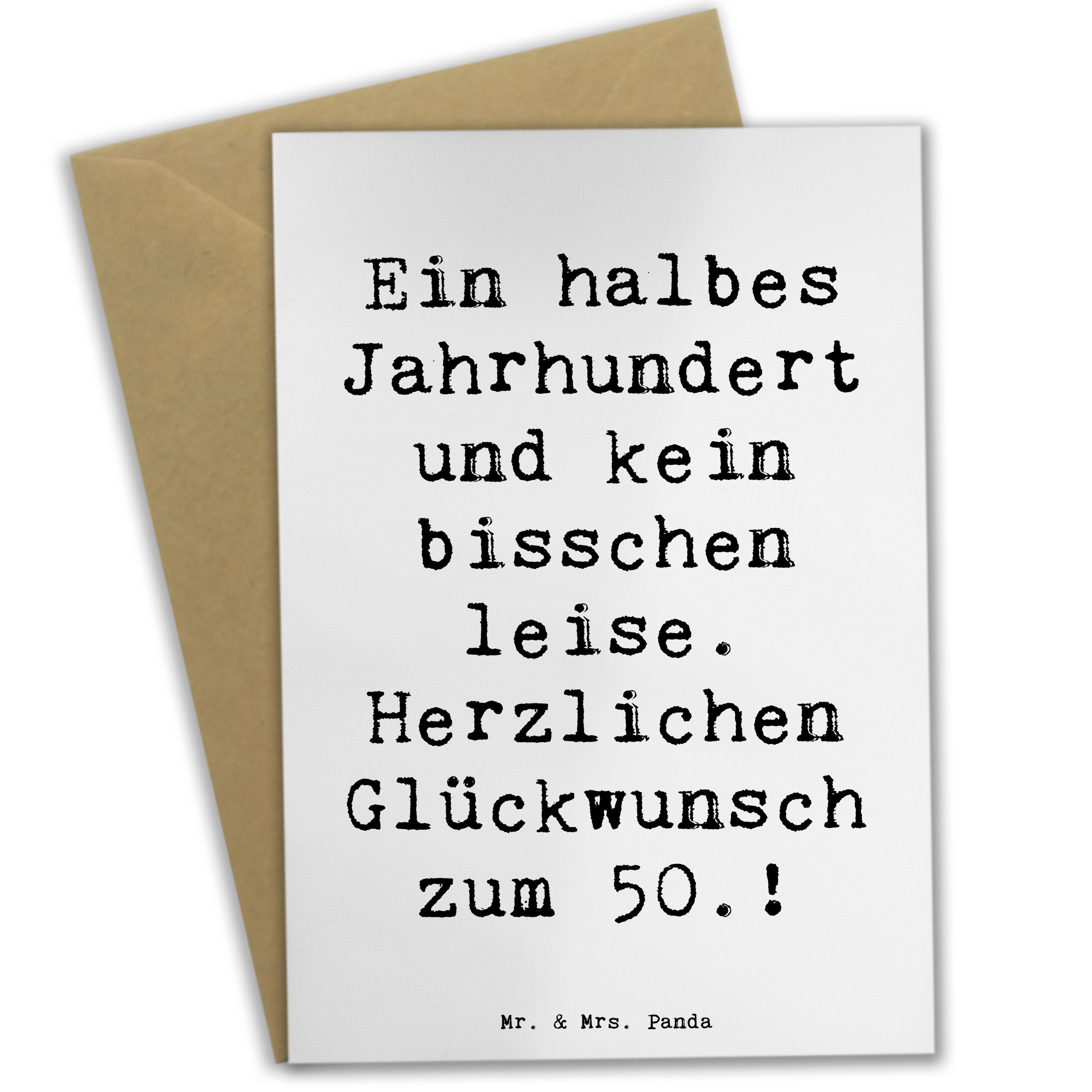 Mr. & Mrs. Panda Grußkarte Spruch 50. Geburtstag Weiß Geschenk
