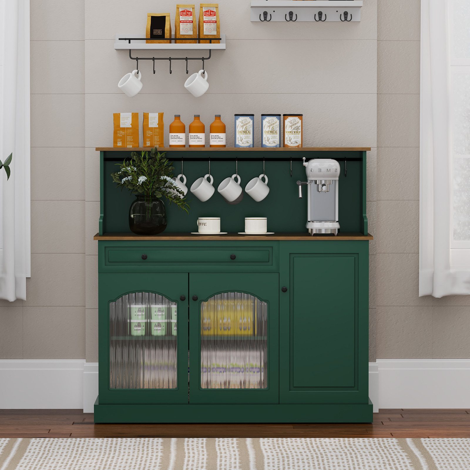 HOLTICO Sideboard Küchenschrank mit Arbeitsplatte, Küchenbuffet Buffetschrank (1 St), Weinschrank mit Schublade und Oberer Ablage