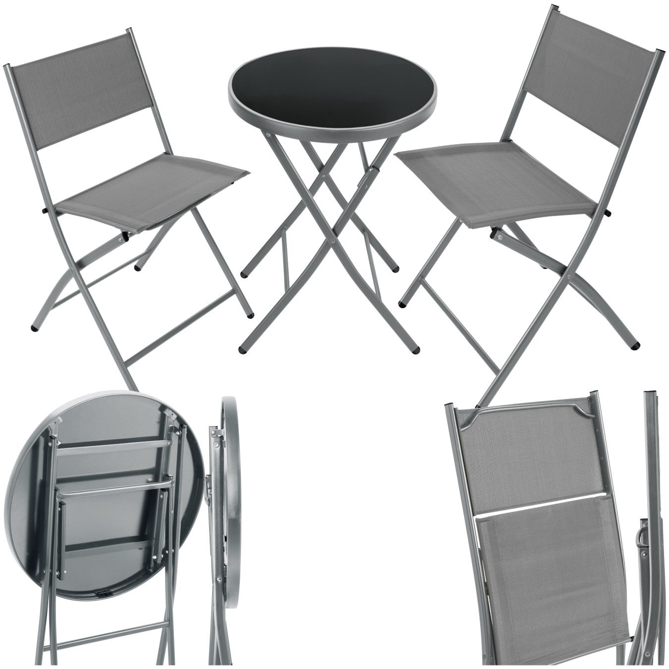 tectake Essgruppe Bistro-Set, (Set., 3-tlg), Robustes Gestell aus Stahl günstig online kaufen