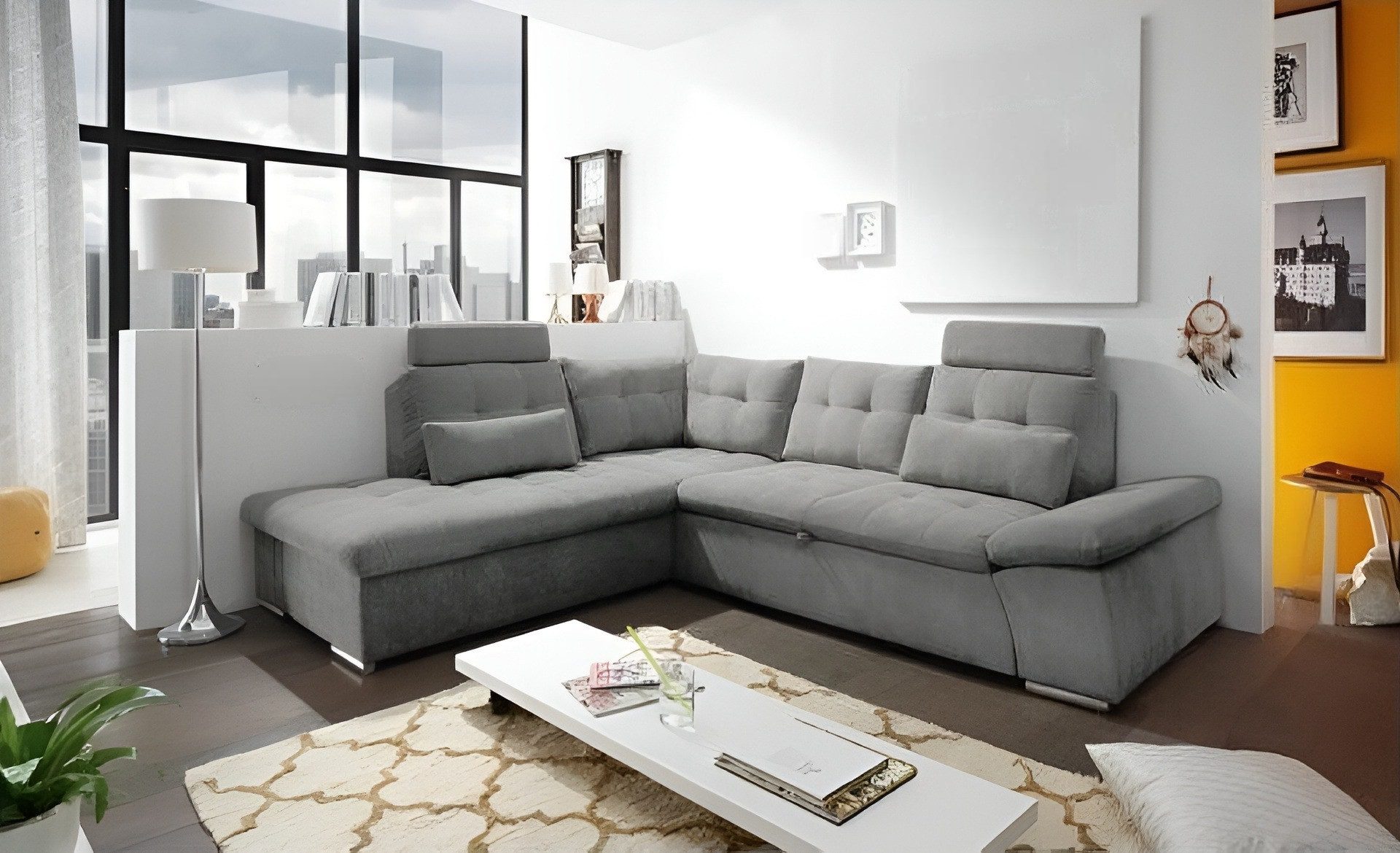 Ecksofa Design-Ecksofa mit Schlaffunktion und hochwertigem Textilbezug