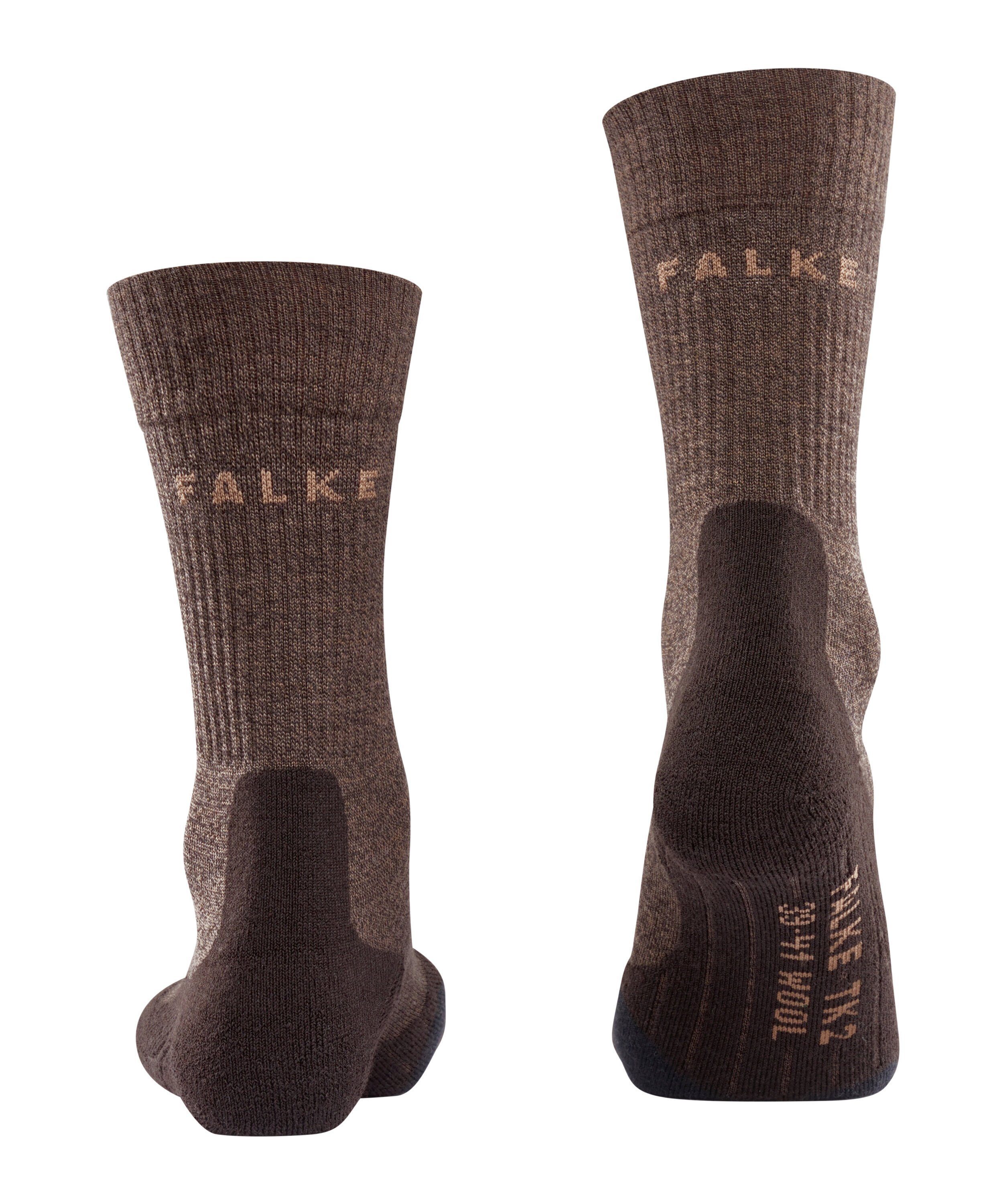 Komfort dark Wool FALKE (5450) TK2 (1-Paar) Hoher Wandersocken Mittelgebirge Explore brown im