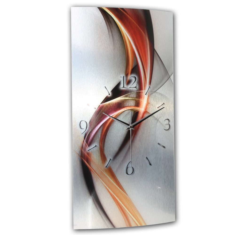 Kreative Feder Funkwanduhr 3D Design-Wanduhr „Abstrakt Rot“ aus gebürstetem günstig online kaufen