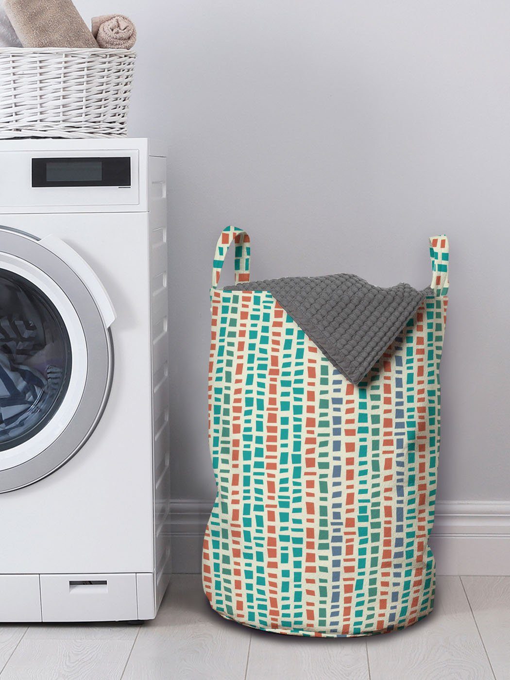 Griffen Abakuhaus Unregelmäßige Formen Wäschekorb für mit Mosaik Kordelzugverschluss Wäschesäckchen Waschsalons, Terrazzo