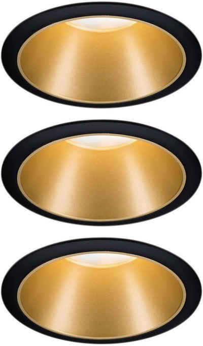 Paulmann LED Einbauleuchte »3er Set Cole 3x6,5W Schwarz/Gold matt 2700K Warmweiß«, 3-Stufen-dimmbar