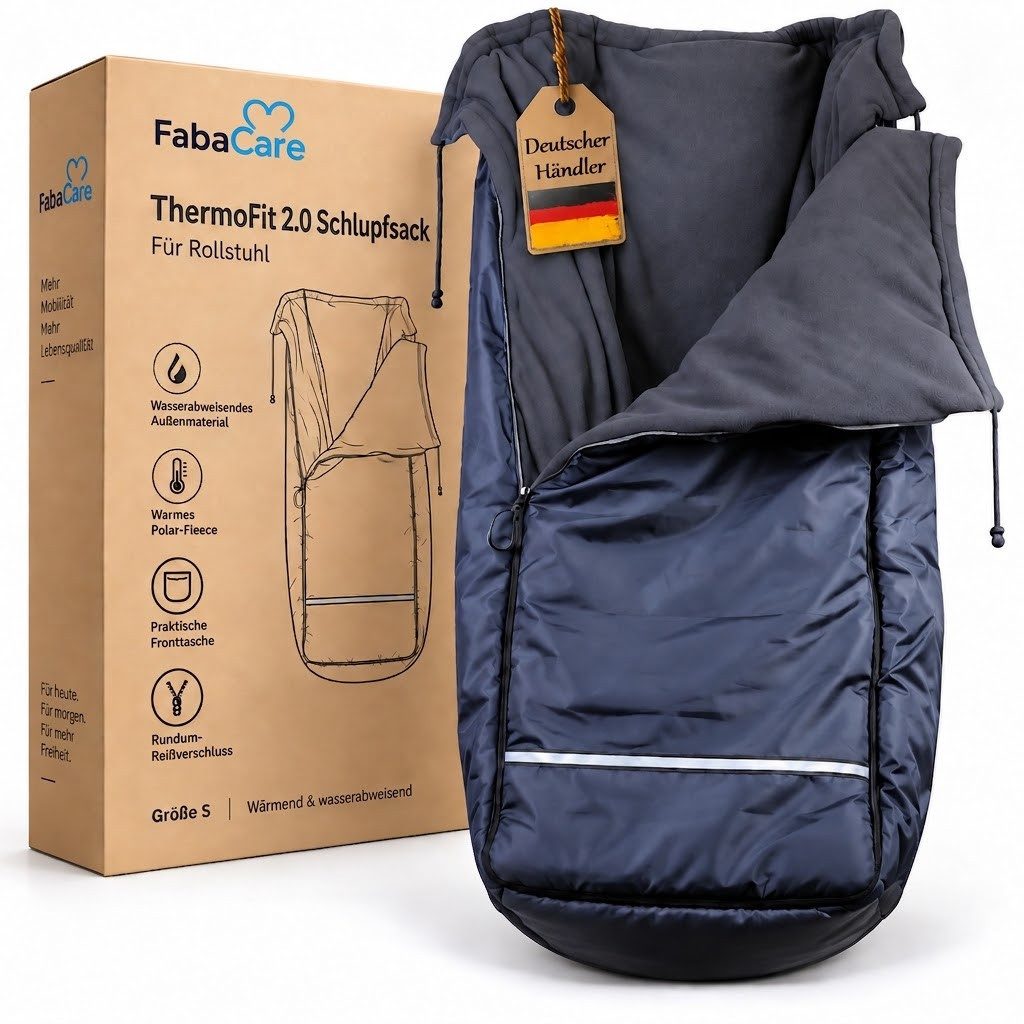 FabaCare Fußsack Thermo-Schlupfsack für Rollstuhl, Rollstuhldecke warm, wetterfest