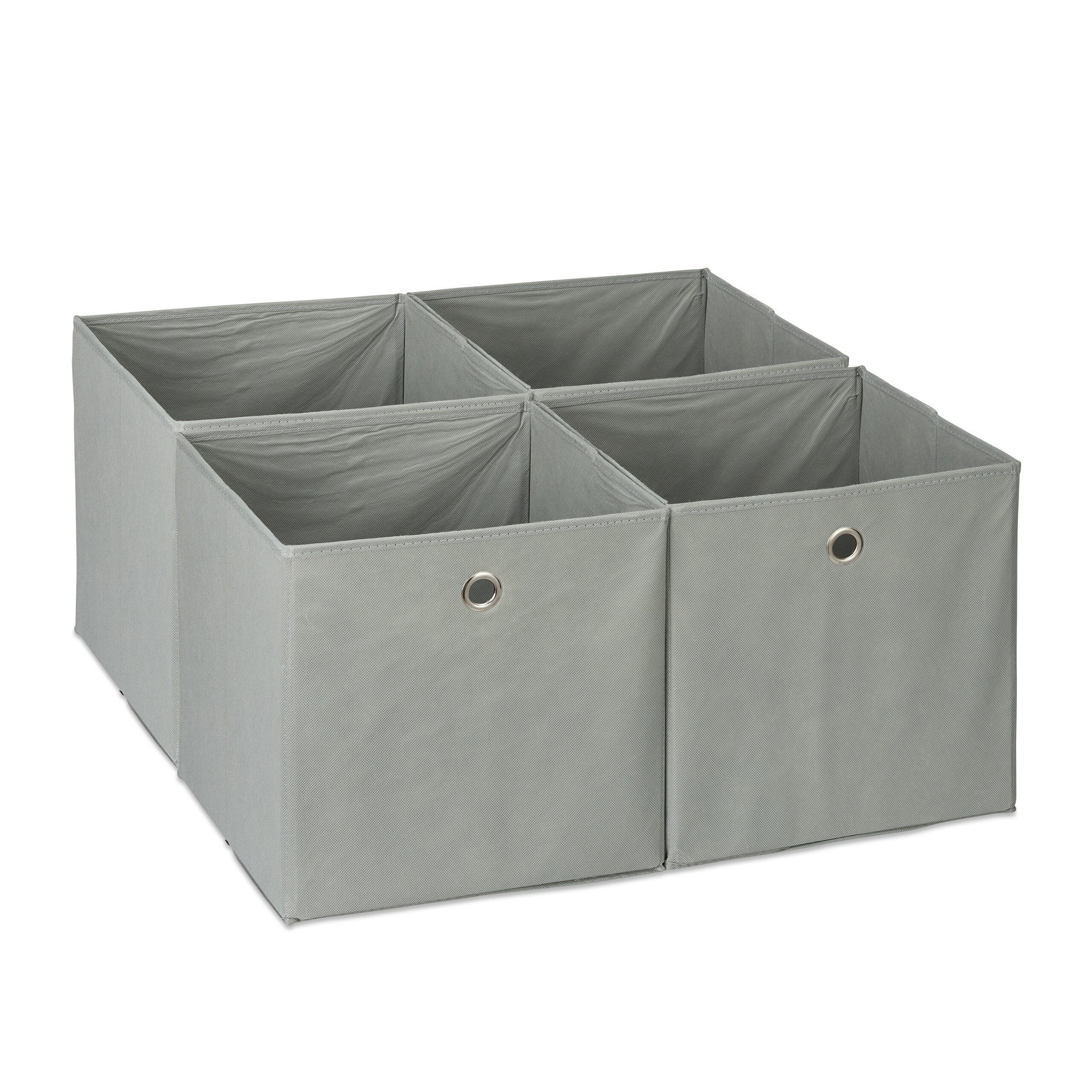 relaxdays Aufbewahrungsbox im 4er Set, Grau günstig online kaufen
