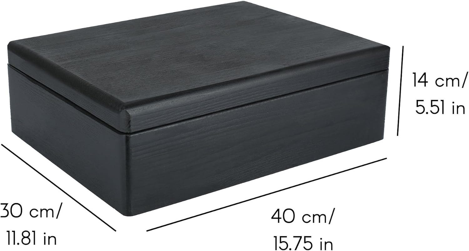 Creative Deco Holzkiste XL Große Holzkiste mit Deckel, 40x30x14 cm, Erinnerungsbox Baby, abgerundete Kanten