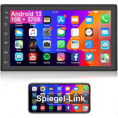 Hikity 2 DIN 9 Zoll Touchscreen 1GB + 32GB mit GPS Navigation Mirror Link Autoradio (MP5-Autoabspielgerät, Unterstützung Rückfahrkamera, Subwoofer, Verstärker)