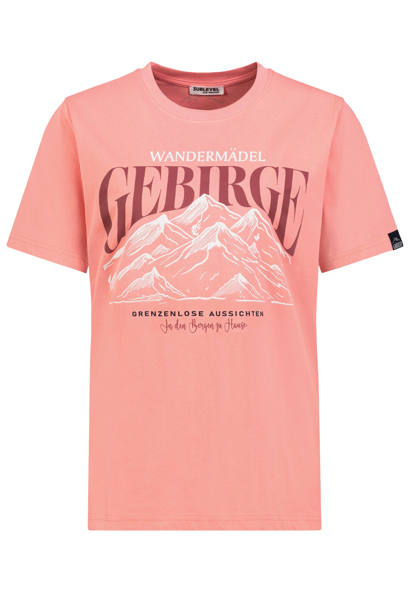T-Shirt Damen Rundhalsshirt mit Bergprint