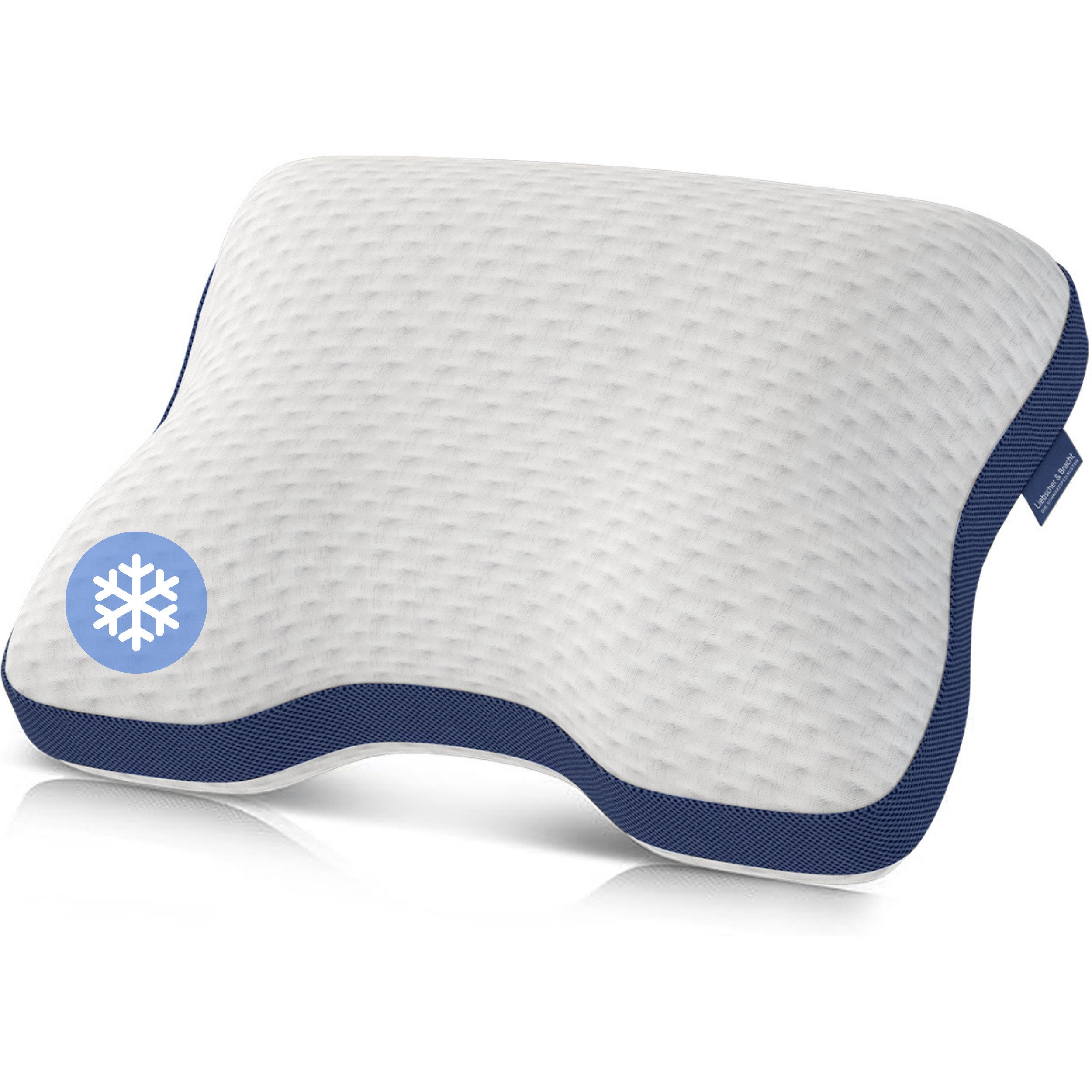 Liebscher & Bracht Kopfkissen Kissen, Füllung: Schaumstoff, Rücken, Nackenschläfer, Bauch, Seitenschläfer, Seite, Rückenschläfer, 2 Härtegrade, Ergonomisches Design, Verstellbare Höhe, Memory-Schaum