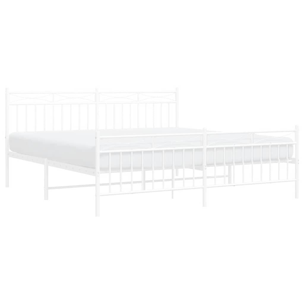 vidaXL Bettgestell, Bettrahmen mit Kopf- und Fußteil Metall Weiß 183x213 cm günstig online kaufen