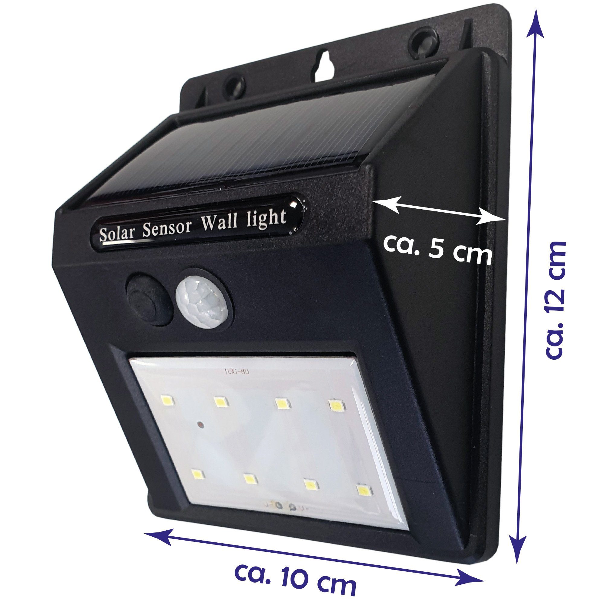Solar-Lampe LED mit Bestlivings fest IP44, LED Bewegungsmelder, Wandleuchte SL-04579, Outdoor kaltweiß, Solarleuchte LED integriert,