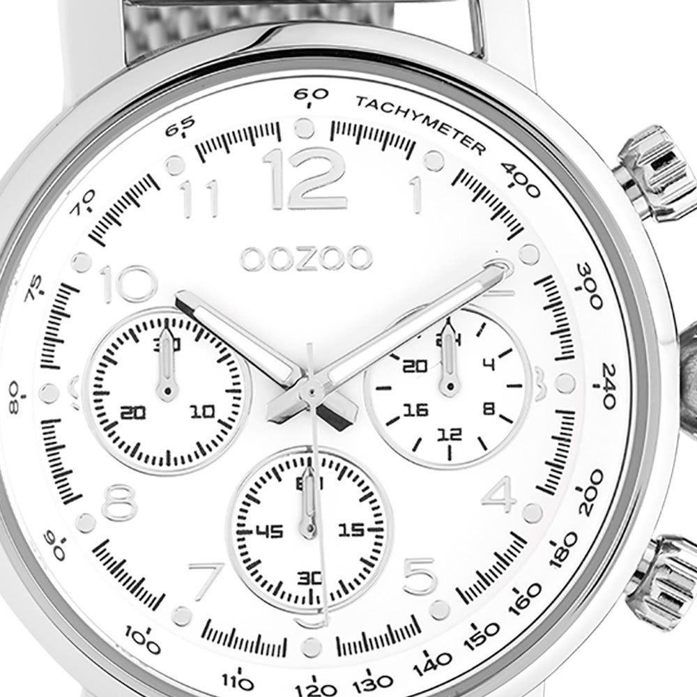 Unisex Oozoo Quarzuhr Casual-Style Armbanduhr Edelstahlarmband, Herrenuhr (ca. OOZOO Damen, silber 42mm) Analog, groß rund,