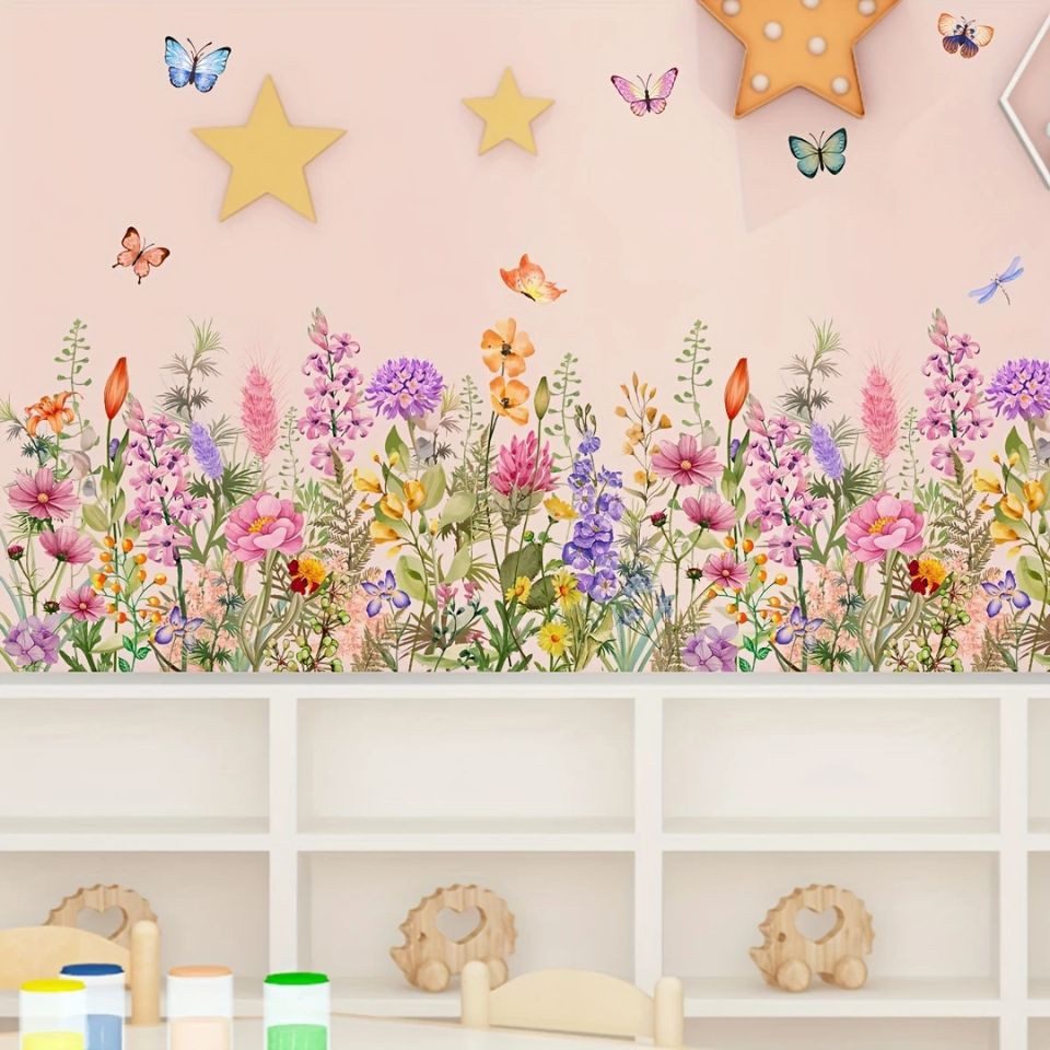 Montegoni Wandsticker Bunte Wandsticker Blumen & Schmetterlinge – Selbstkle günstig online kaufen