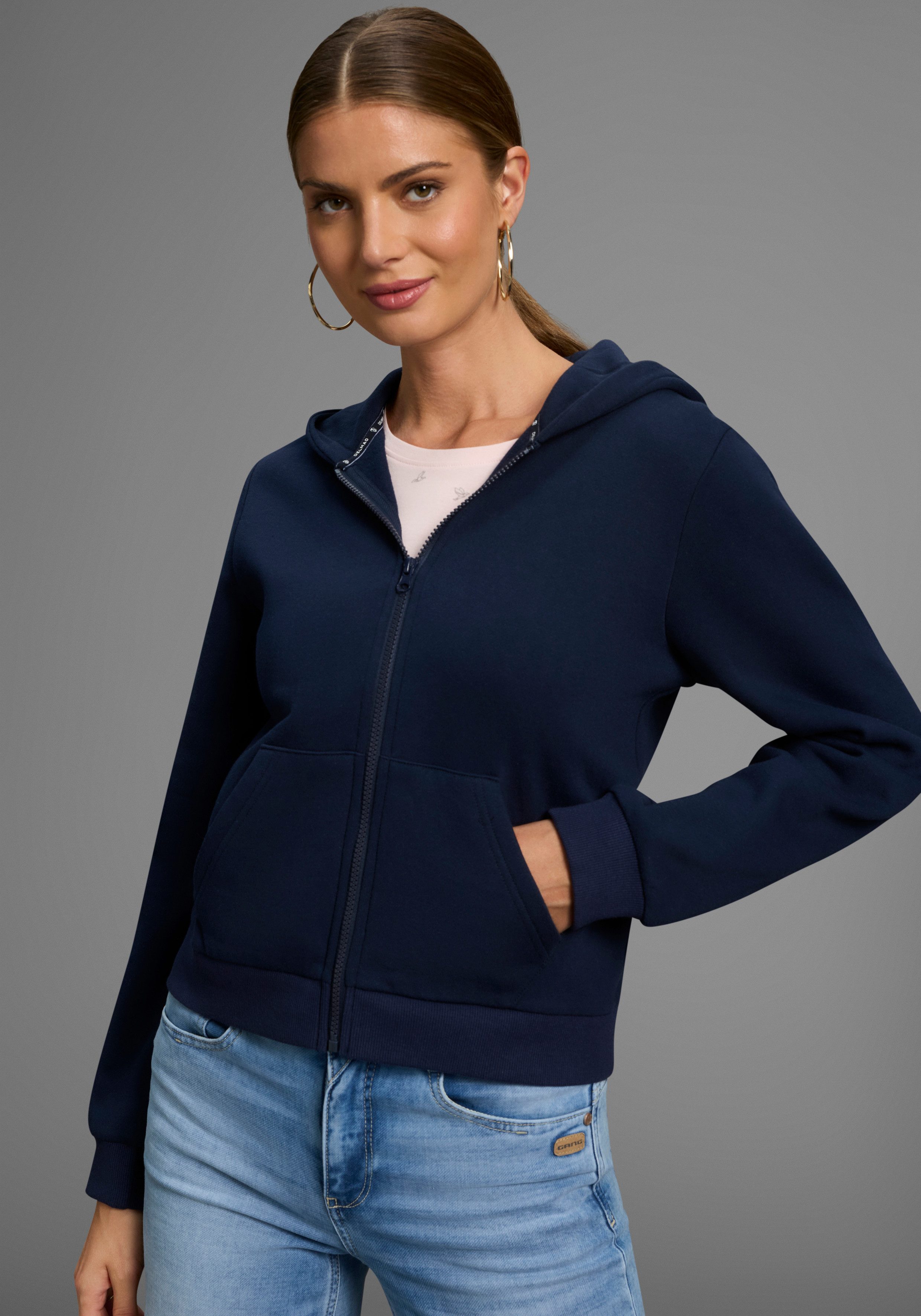 DELMAO Kapuzensweatjacke mit Reißverschluss, Kapuze & günstig online kaufen