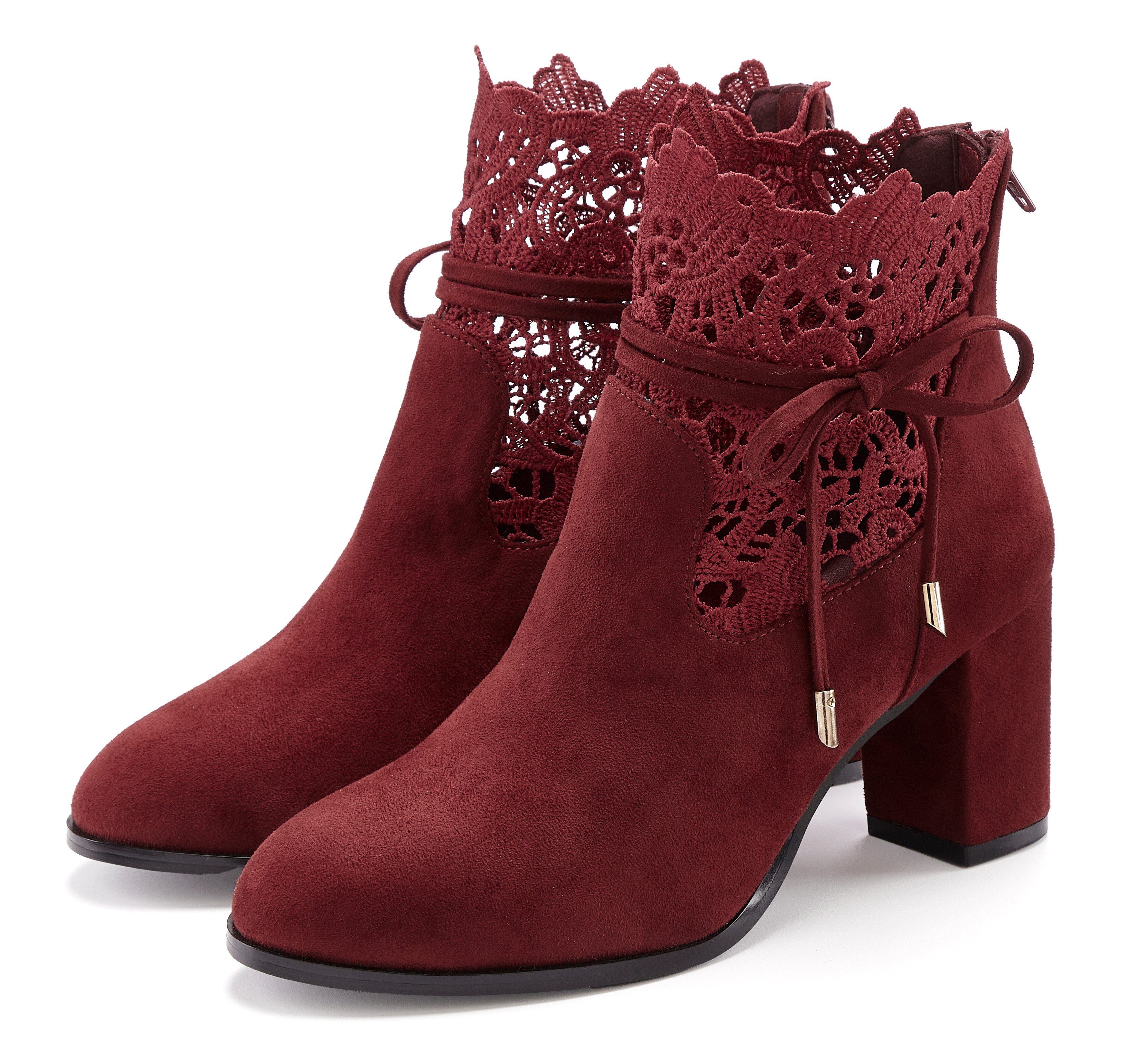 LASCANA Сапоги на высоком каблукеette mit modischer Spitze und bequemen Blockabsatz, Ankle Boot, Stiefel