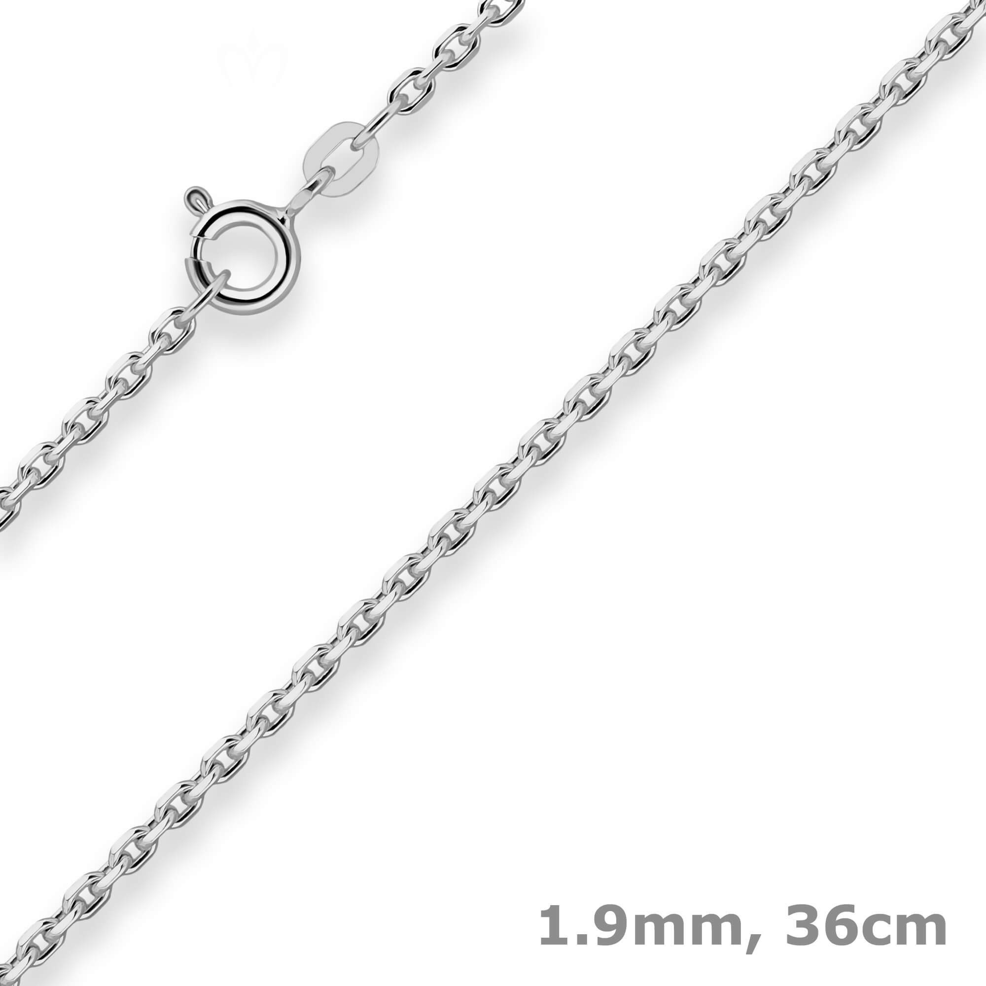 Silberkette 1,9mm Ankerkette diamantiert aus 925 Silber rhodiniert 36cm