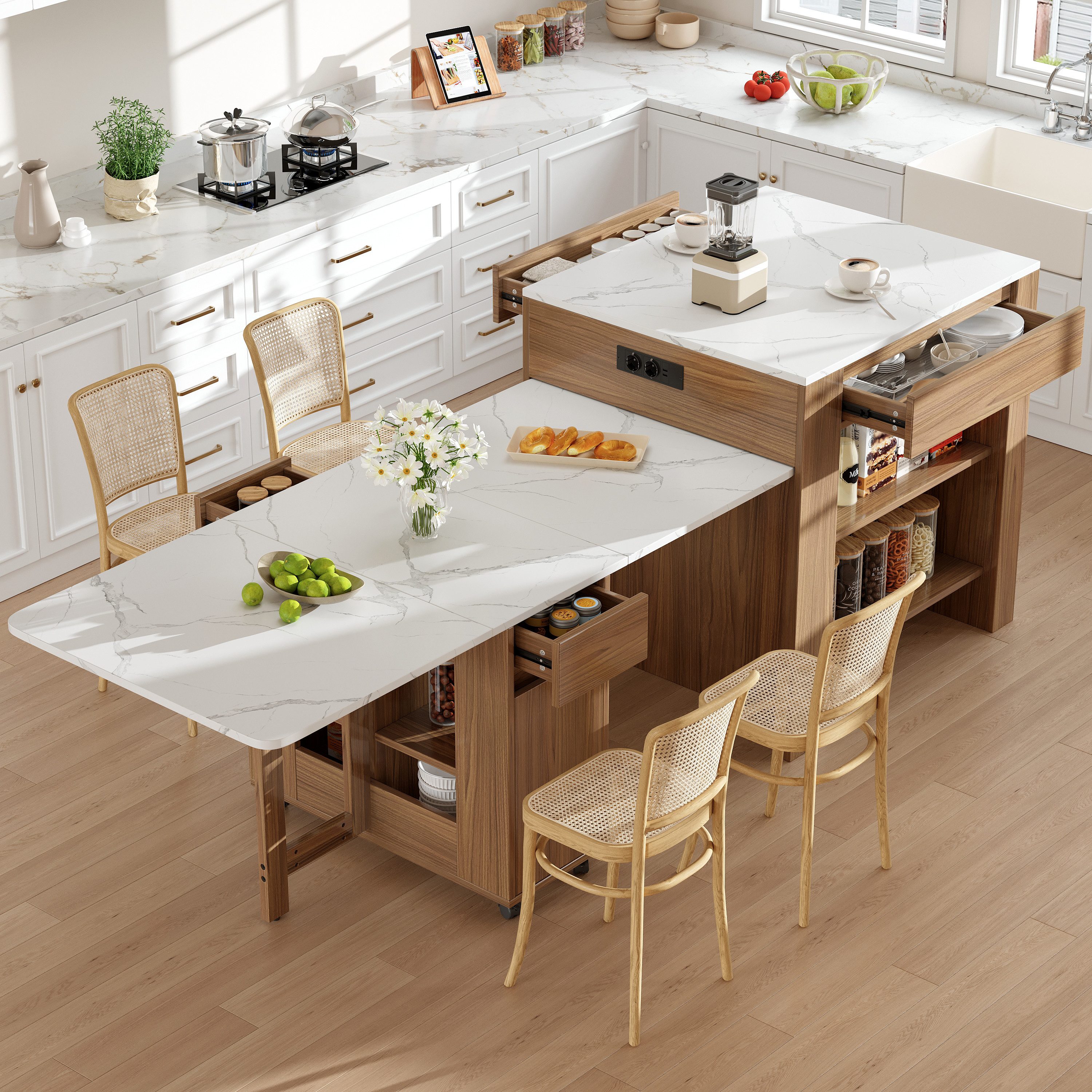 KLAM HOME Kücheninsel Ausziehbarer Bartisch mit günstig online kaufen