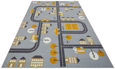 Teppich Town, HANSE Home, rechteckig, Höhe: 0,9 mm, Kurzflor, Kinderteppich, Spielteppich, Straßen Design, Kinderzimmer