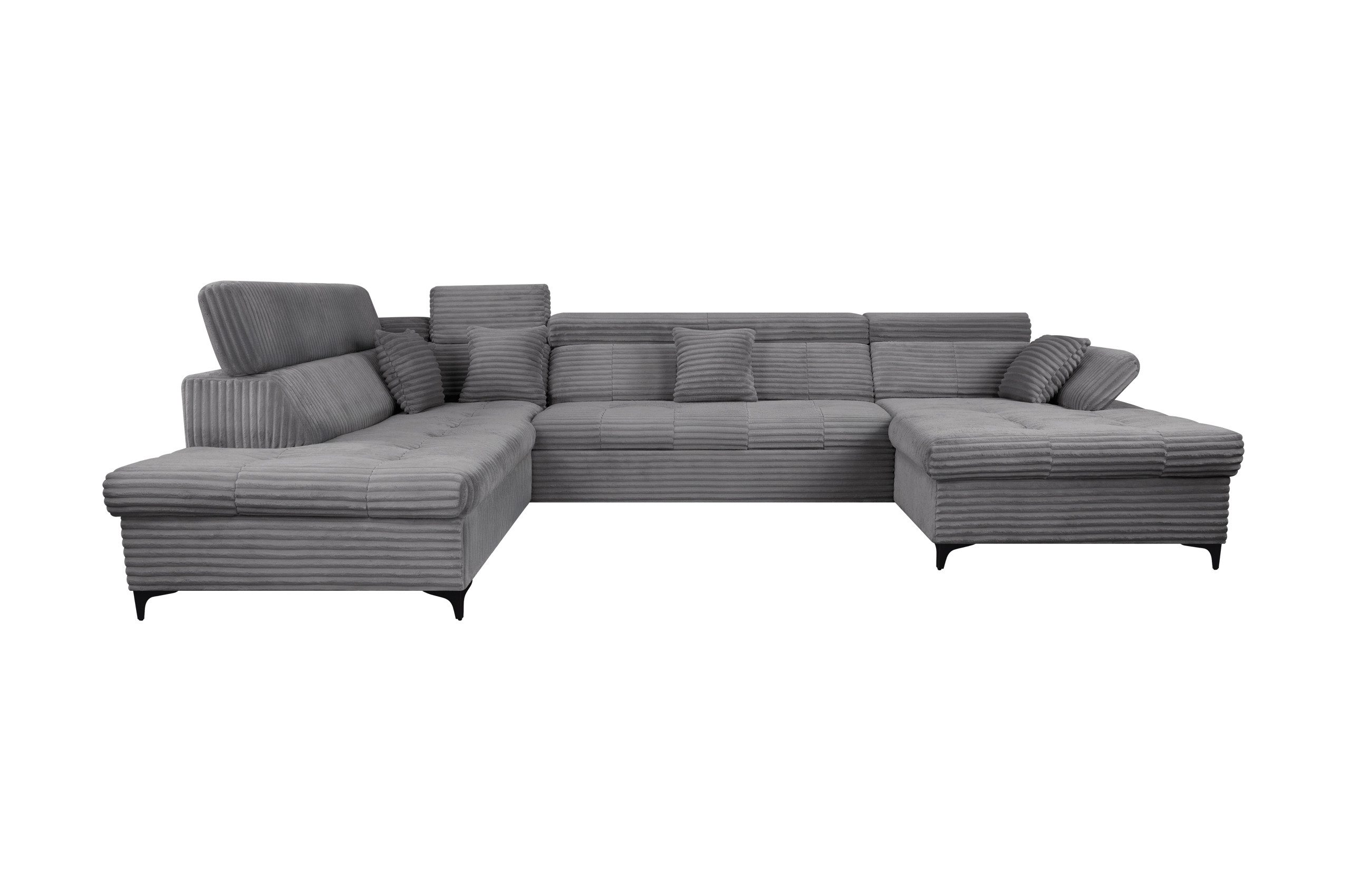 GO. MÖBEL Wohnlandschaft U-Form "Satira 1" Sofa mit Schlaffunktion & verstellbaren Kopfstützen, Modernes U-Ecksofa – Komfortable Liegefläche & Armlehnen
